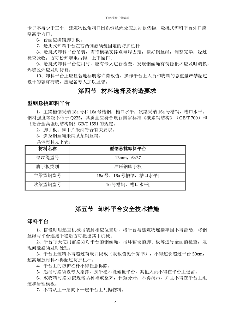悬挑卸料平台施工方案_第2页