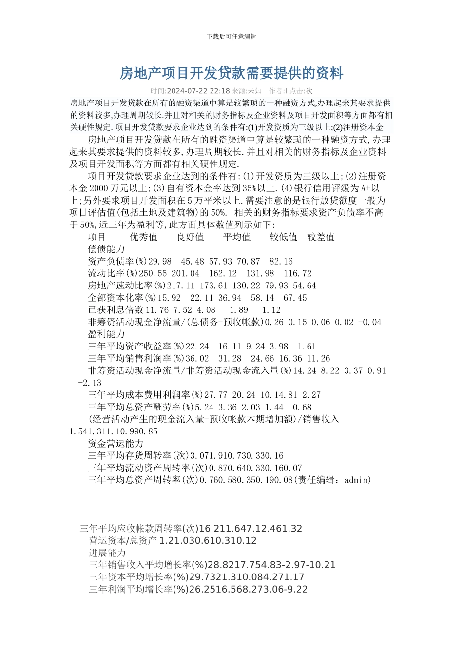 房地产项目开发贷款需要提供的资料_第1页