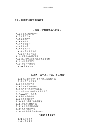 房建监理资料表格