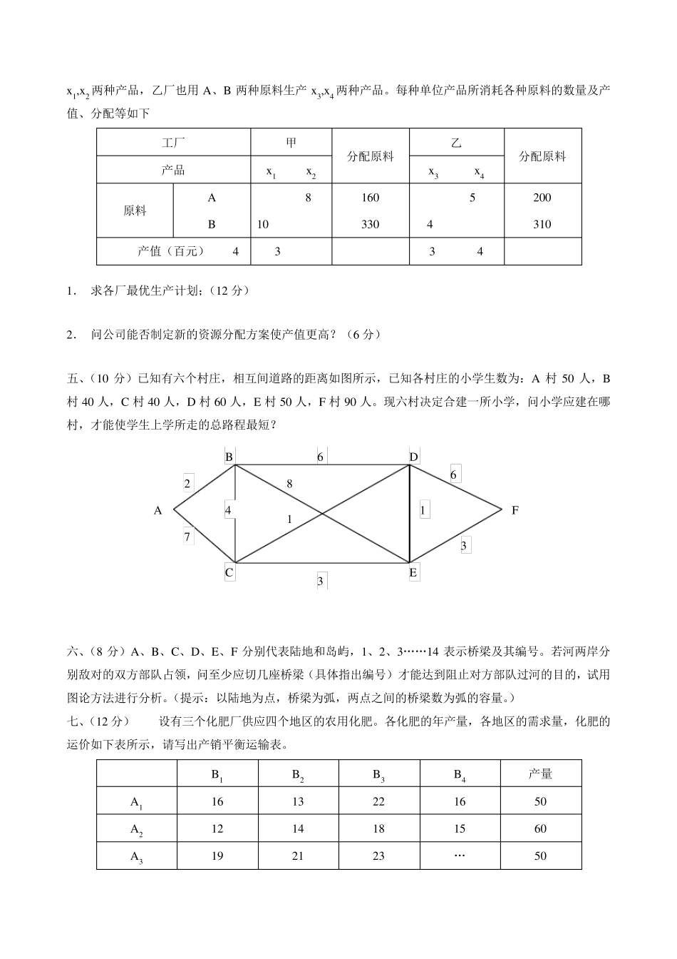 运筹学试卷1~4_第2页