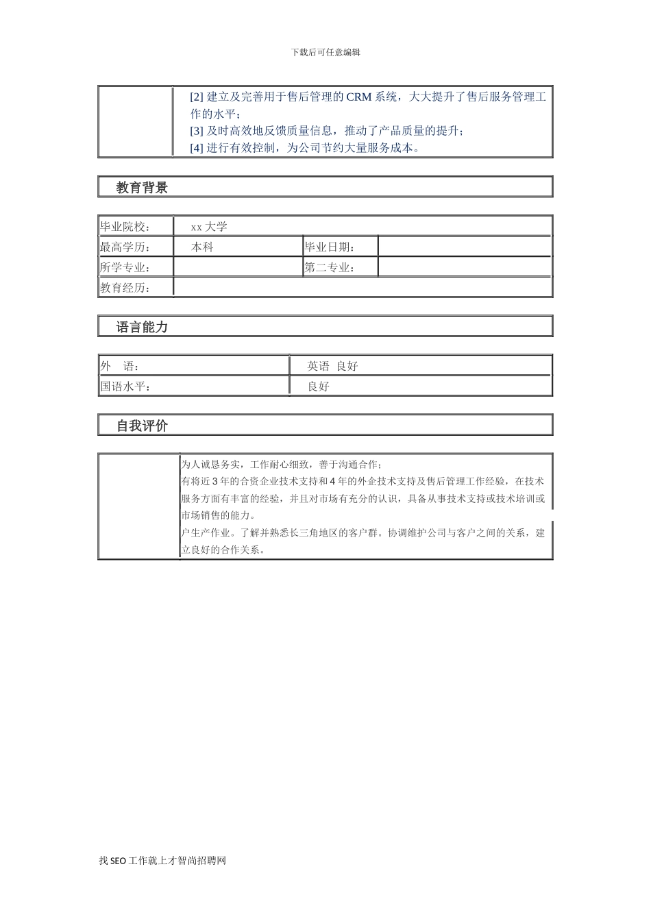 技术支持工程师-个人简历模板_第2页
