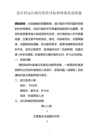 运行病历质控目标和持续改进措施