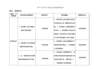 运输专业安全风险辨识