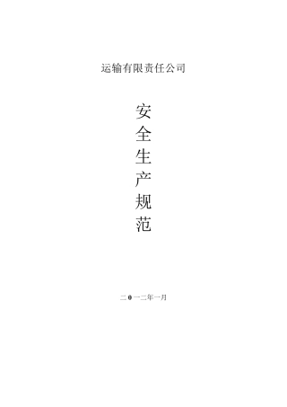 运输公司安全生产规范