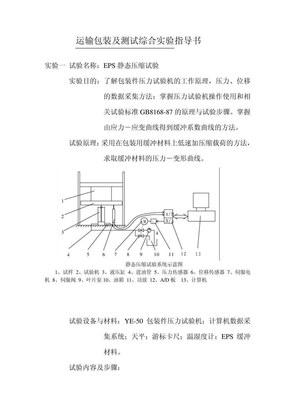 运输包装及测试综合实验指导书_第1页