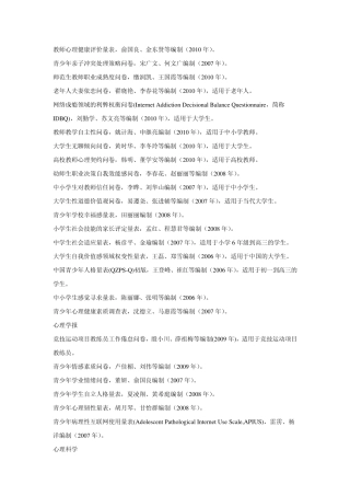 近五年国内发表的心理量表