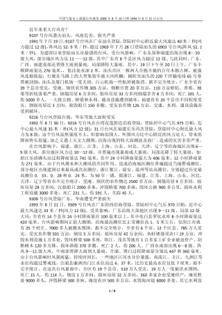 近年来重大台风有