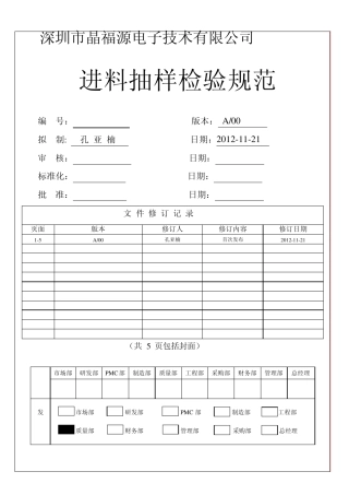 进料检验抽样规范AQL