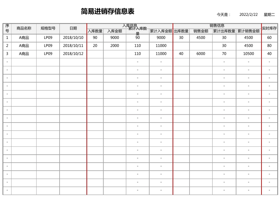 进销存明细表(简易版)_第1页