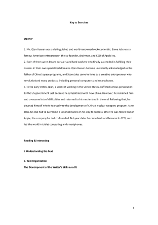 进阶大学英语第一单元练习答案