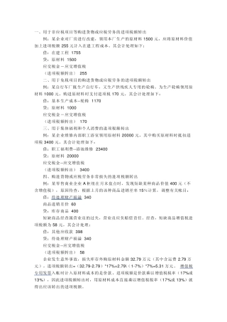 进项税额转出
