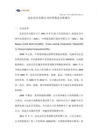 远东宏信经营情况分析报告