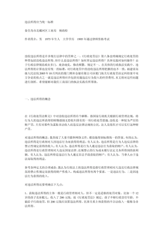 违法所得应当统一标准