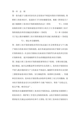 连云港市城镇职工基本医疗保险实施细则