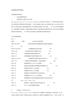 连接器标准和规范