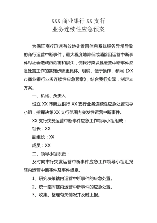 连续性应急预案