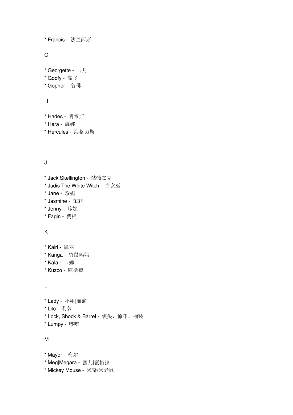 迪士尼卡通人物表_第2页