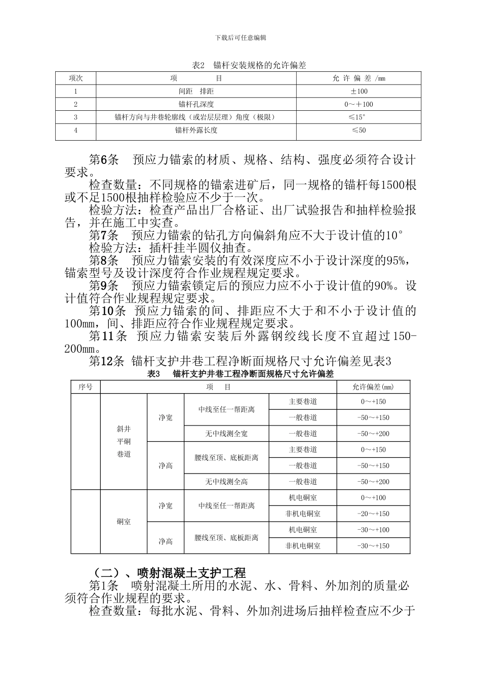 掘进巷道工程质量检测验收制度及考核标准_第3页