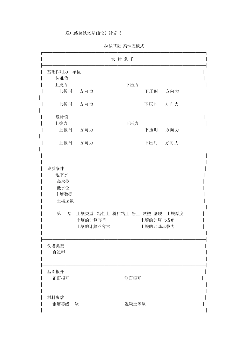 送电线路铁塔基础设计计算书_第1页