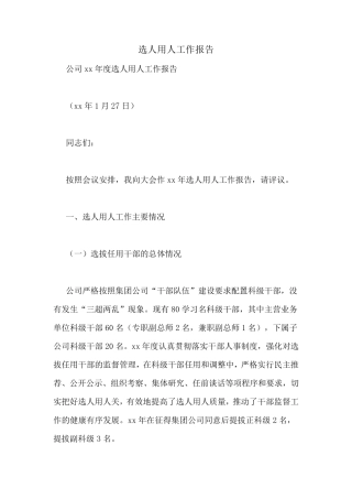 选人用人工作报告