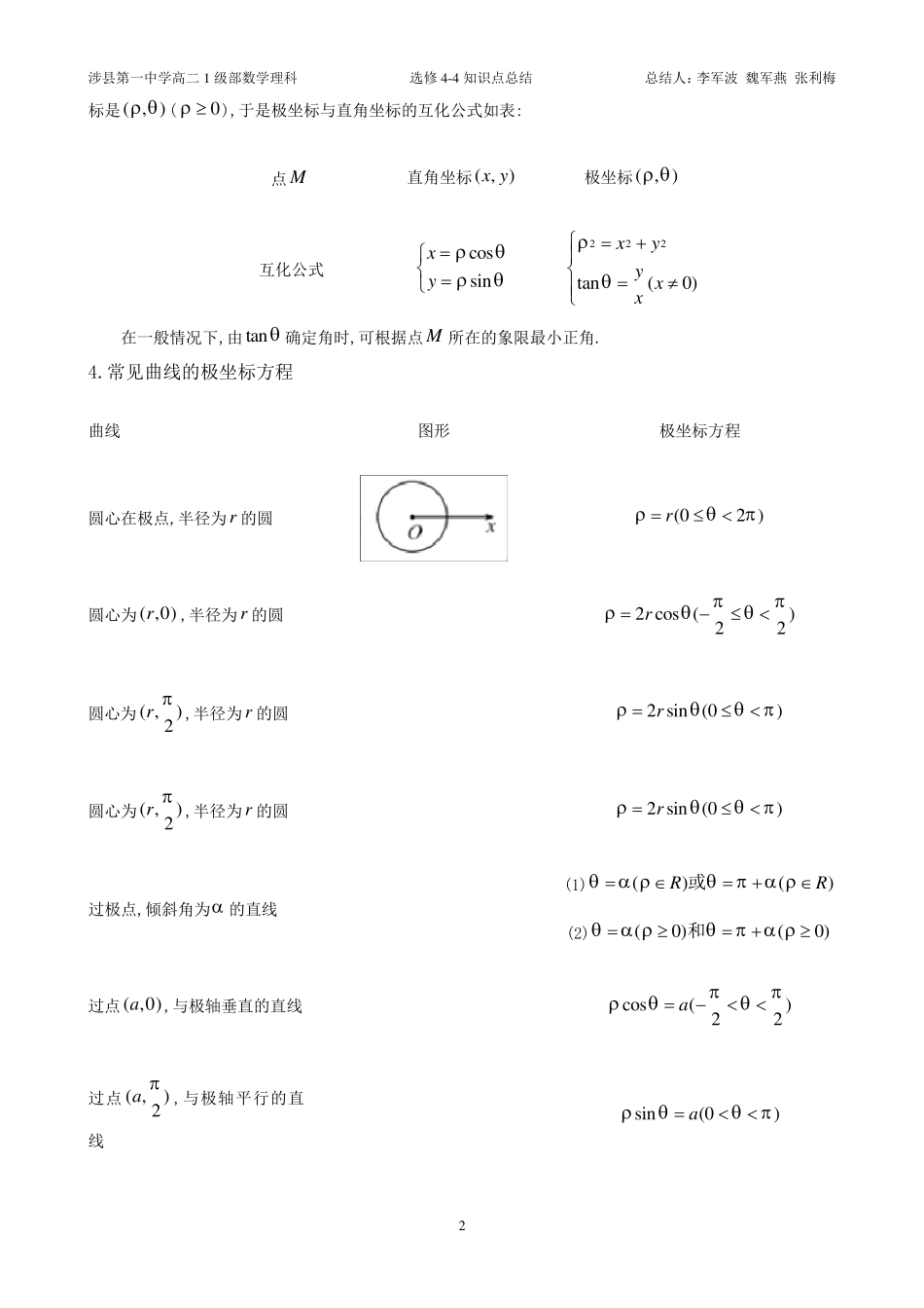 选修44坐标系与参数方程_知识点总结_第2页