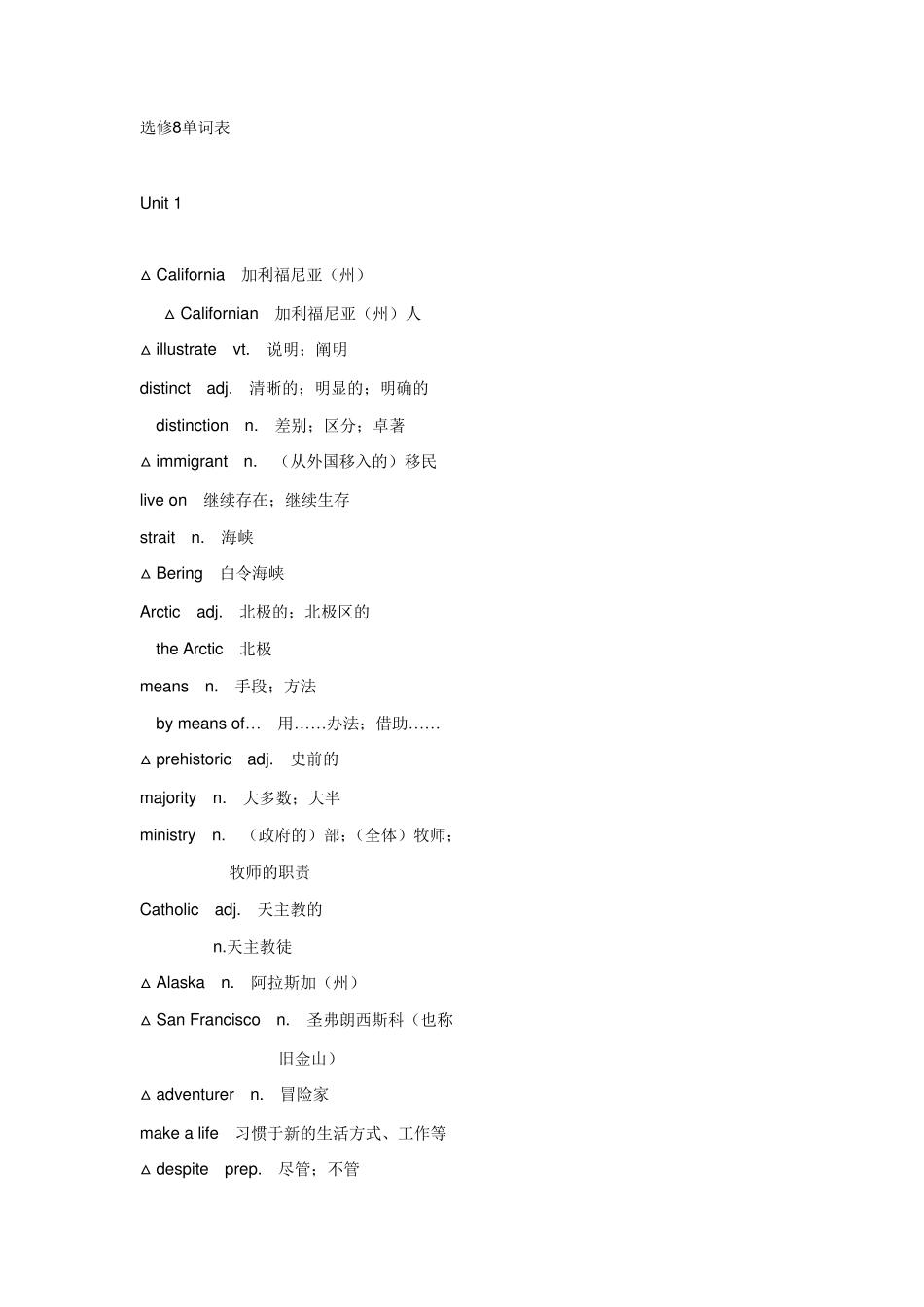 选修8单词表_第1页