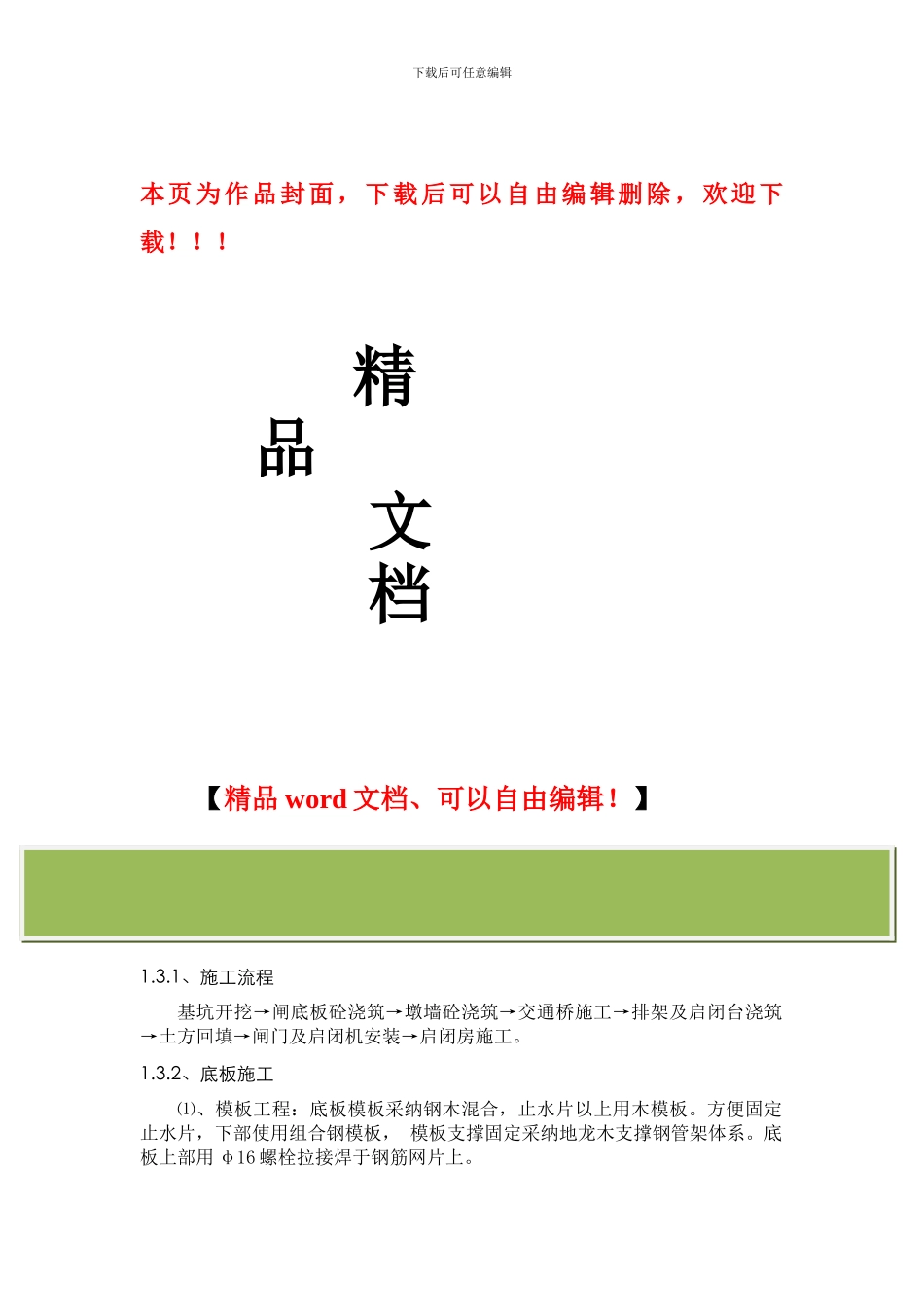 放水闸工程施工方案_第1页