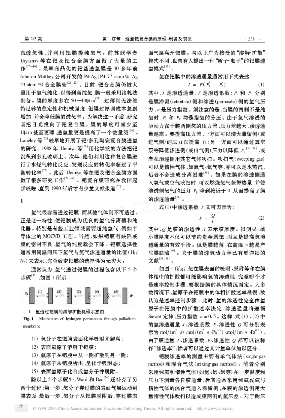 透氢钯复合膜的原理、制备及表征_第2页