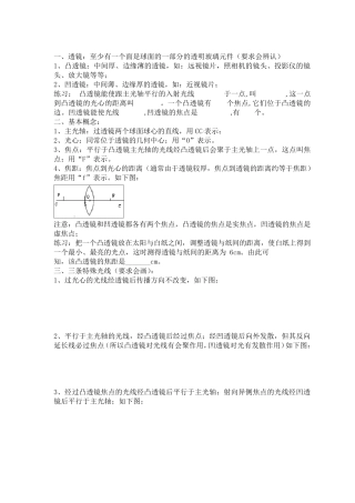 透镜知识点总结和光学总复习