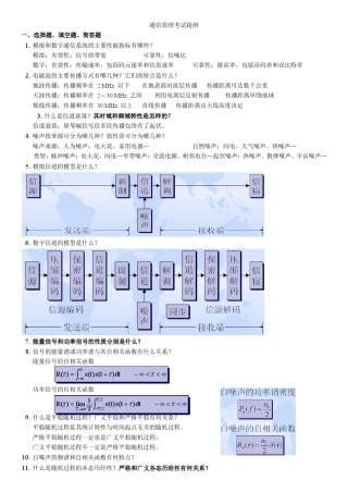 通信原理考试提纲樊昌信有提纲不挂科