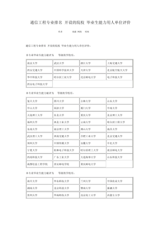 通信工程专业排名