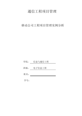 通信工程项目管理
