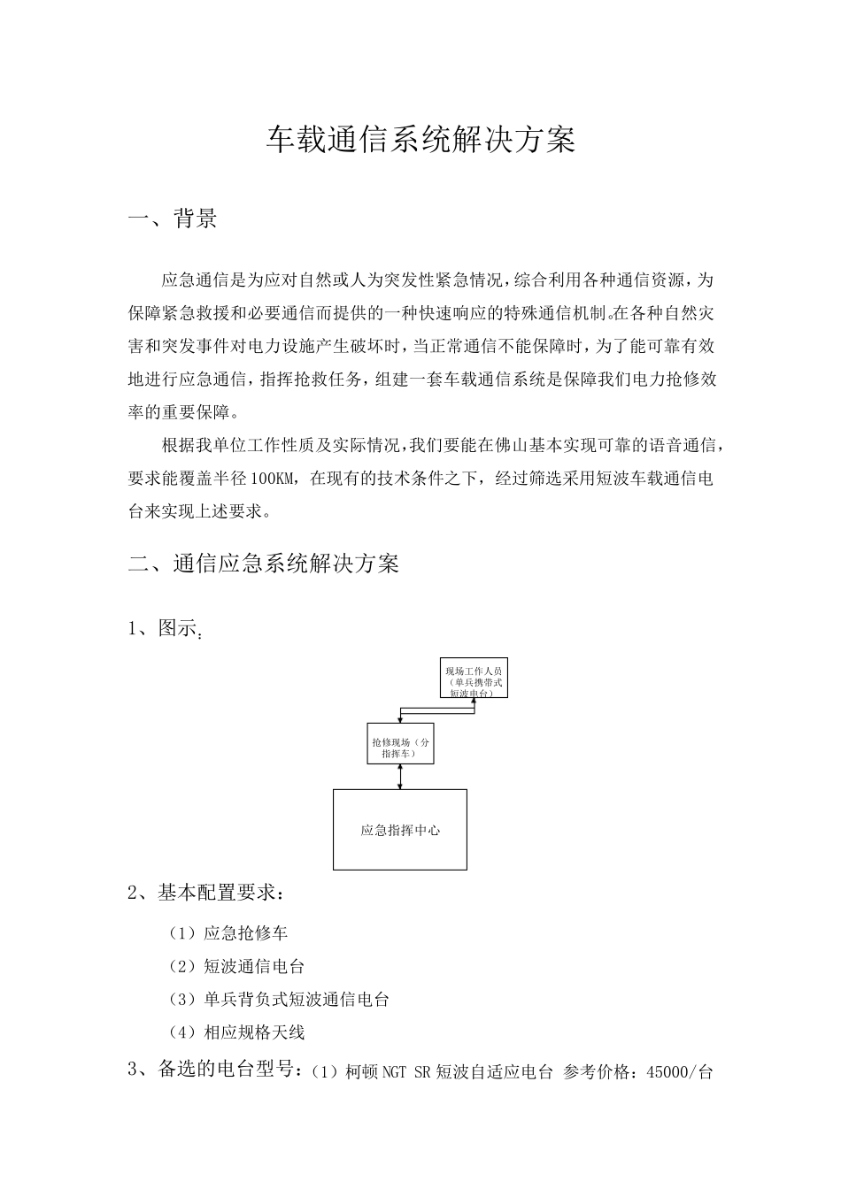 通信应急系统的方案_第1页
