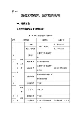 通信建设工程概算、预算取费说明