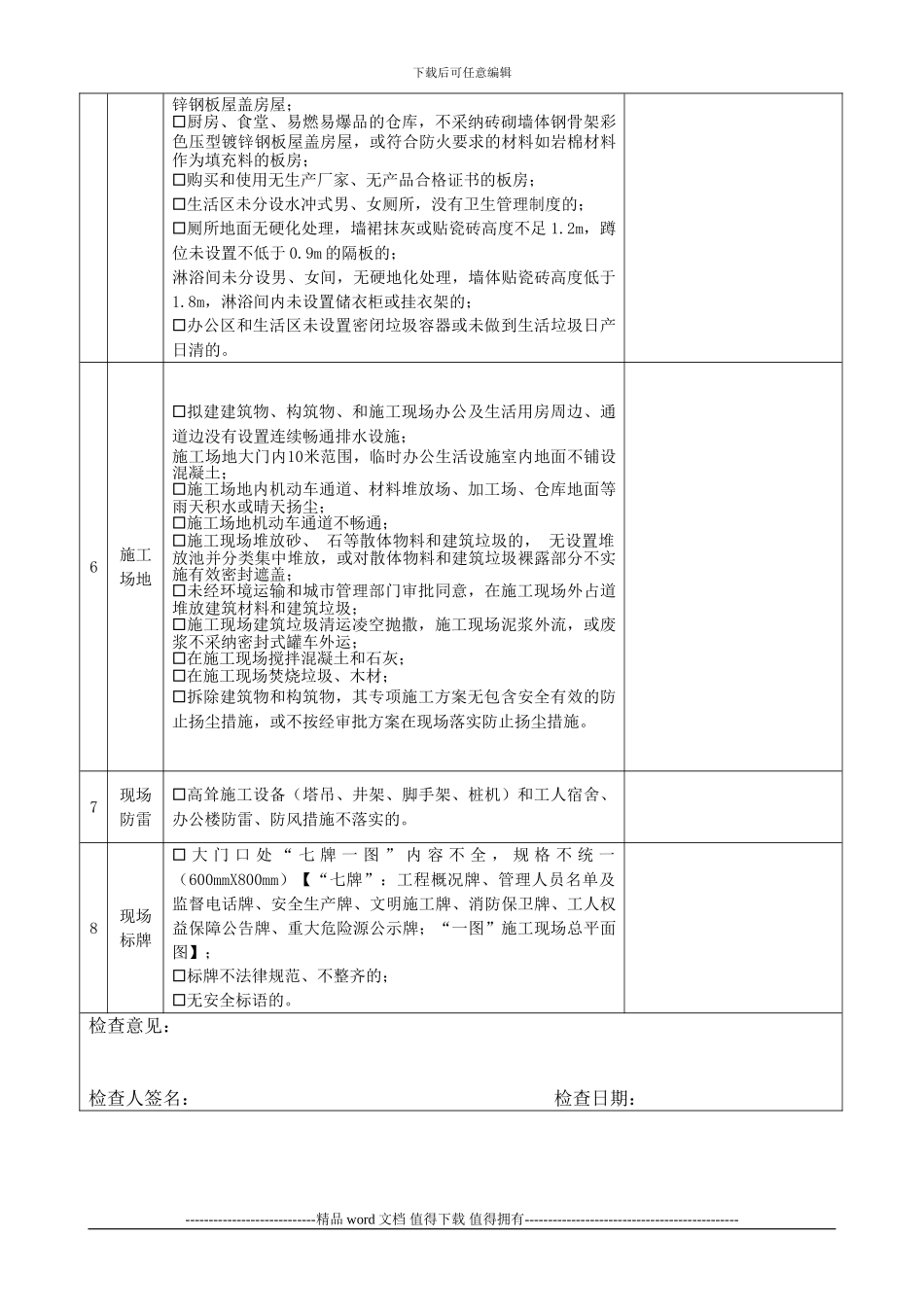 文明施工检查表2_第2页