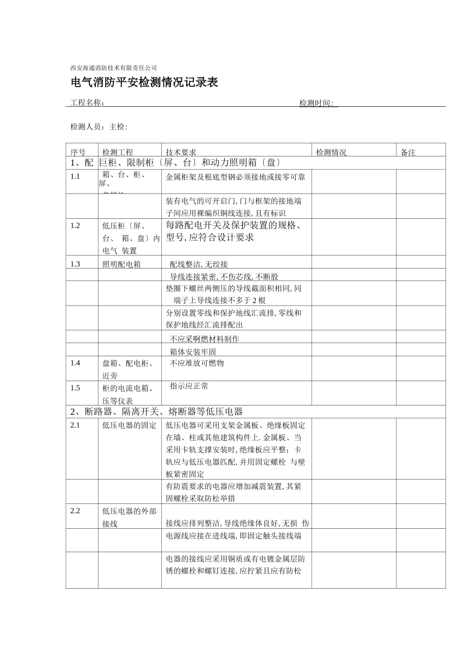 电气安全检测记录表_第1页