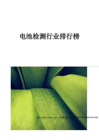 电池检测行业排行榜