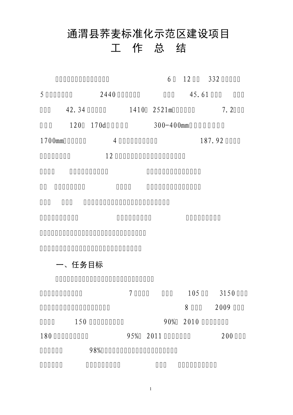 通渭县荞麦标准化示范区建设项目工作总结_第1页