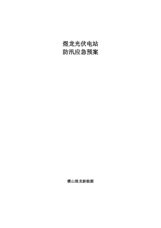 电站防汛应急预案