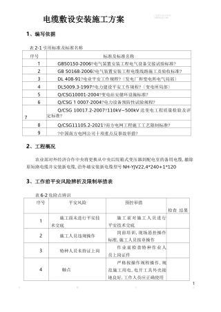 电缆敷设安装施工方案51510