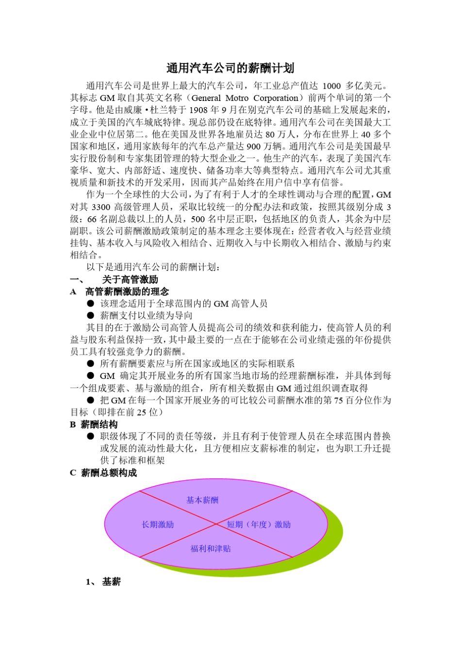 通用汽车公司的薪酬计划_第1页