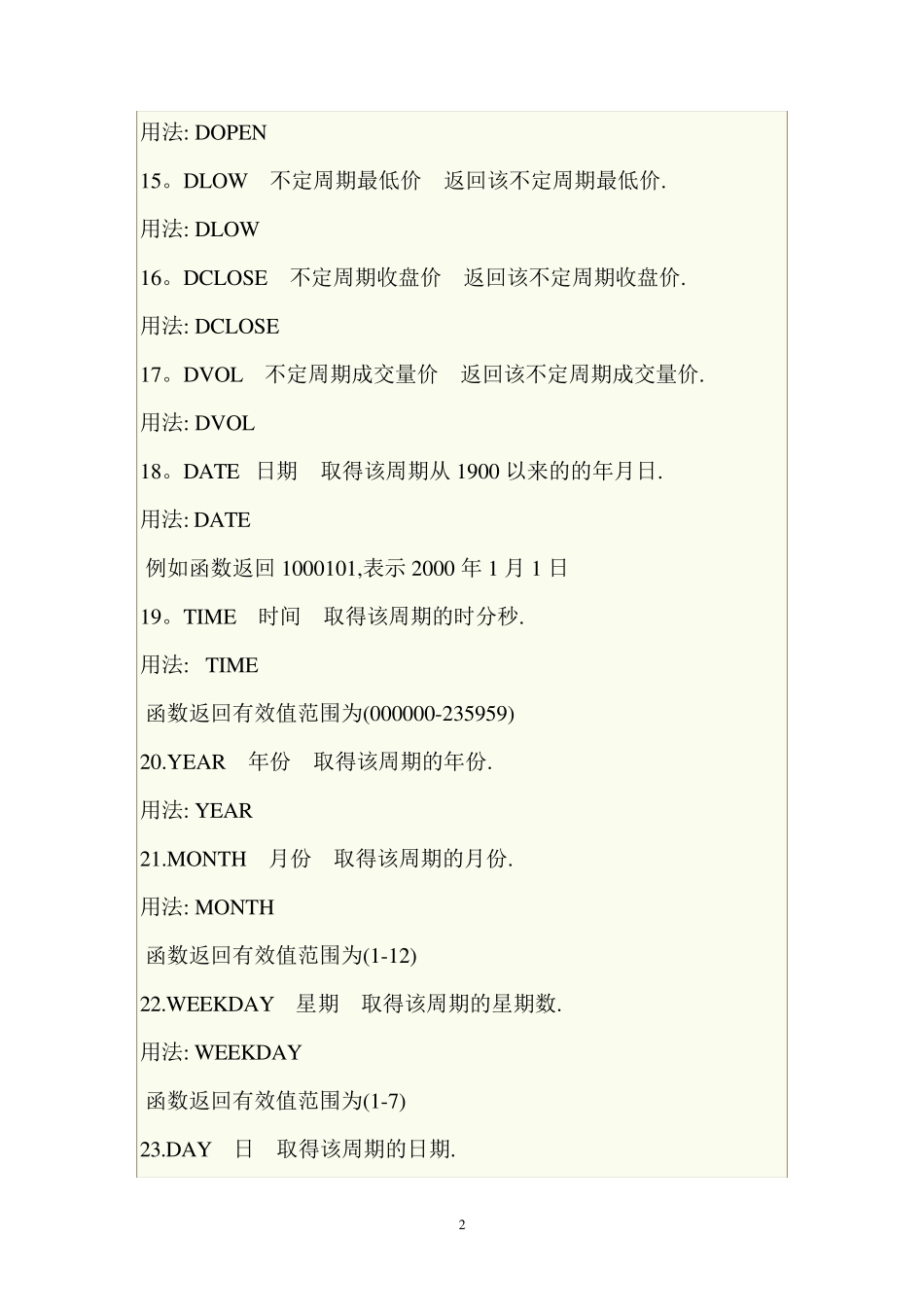 通达信全部函数及其用法_第2页