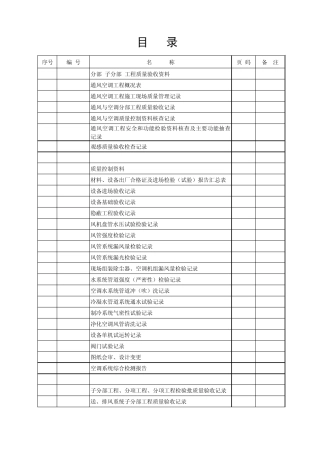 通风与空调工程施工质量验收资料目录