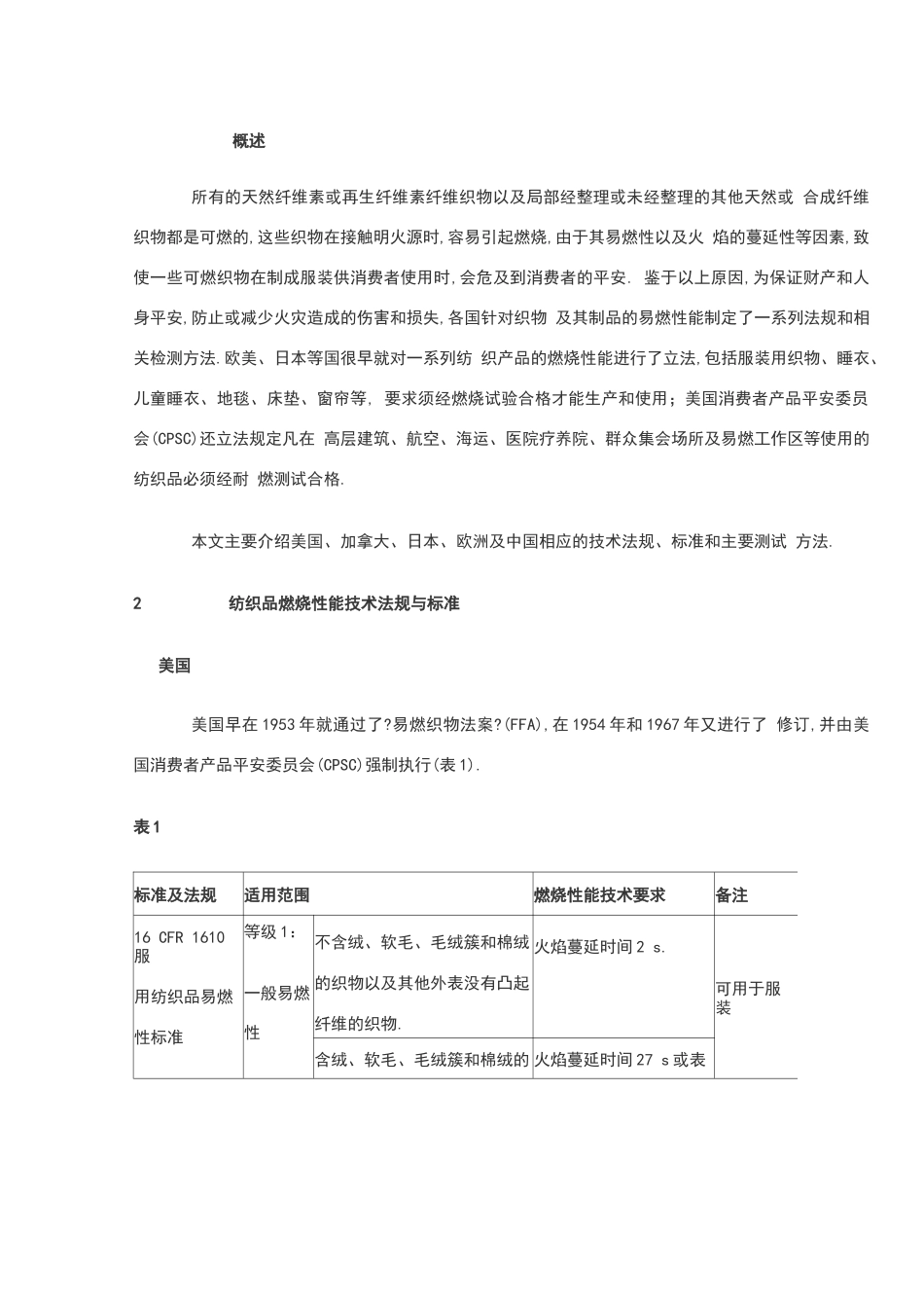 纺织品阻燃的测试标准和方法_第1页