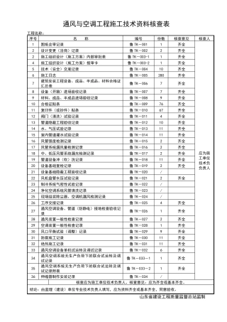 通风与空调技术资料填写规范