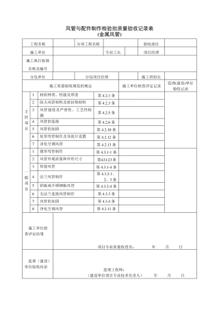 通风及空调工程检验批质量验收记录表