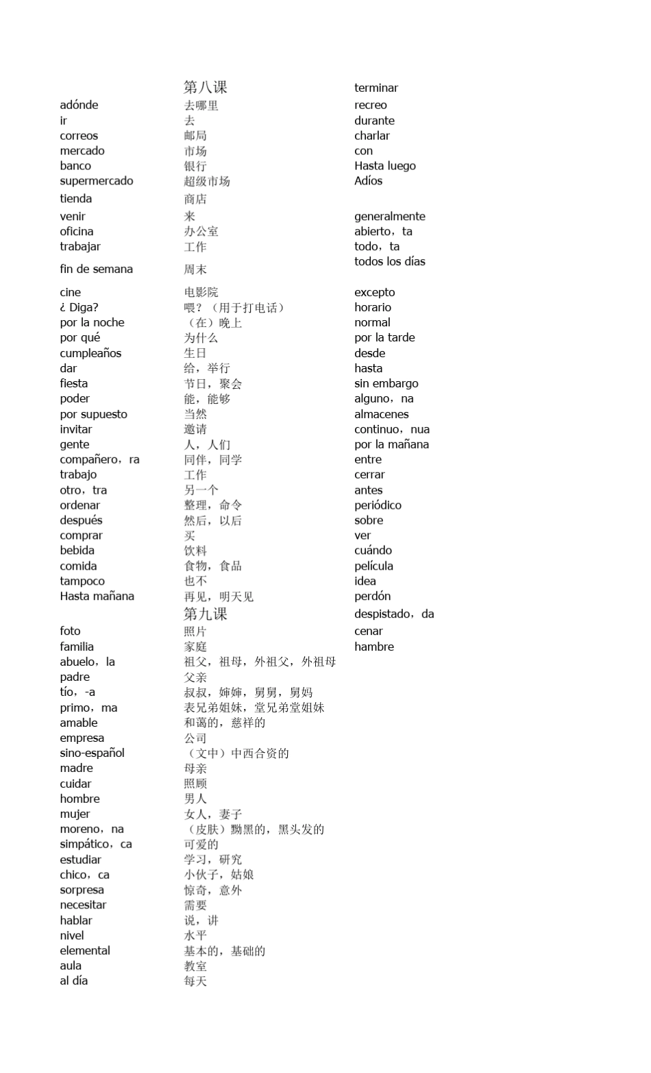 速成西班牙语第一册单词汇总_第3页