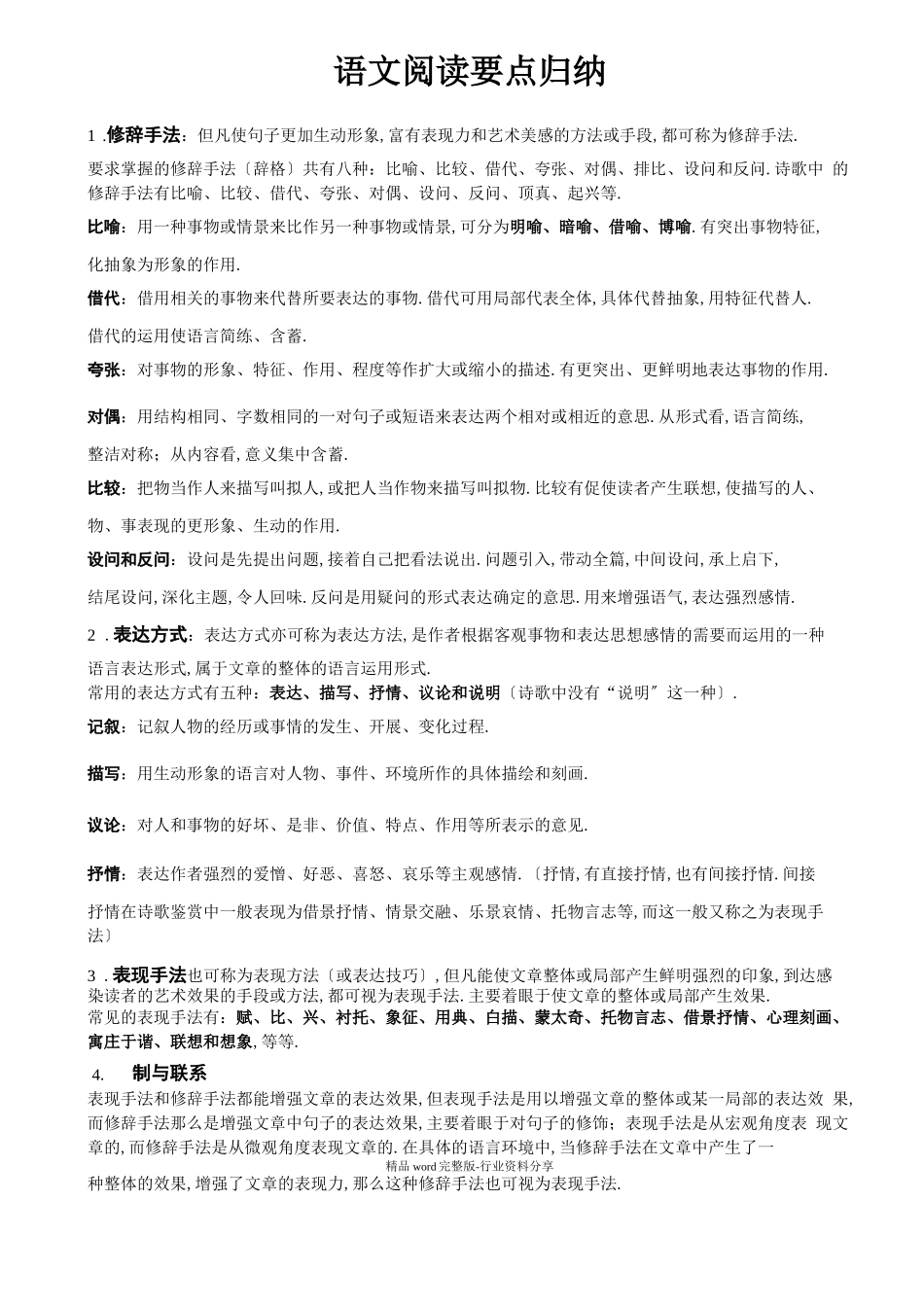 表达方式、修辞手法与表现手法的区别-修辞手法-表现手法_第1页