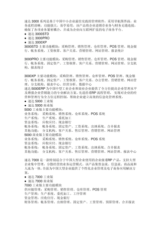 速达软件各个版本区别