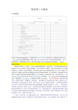财务管理财务的三大报表